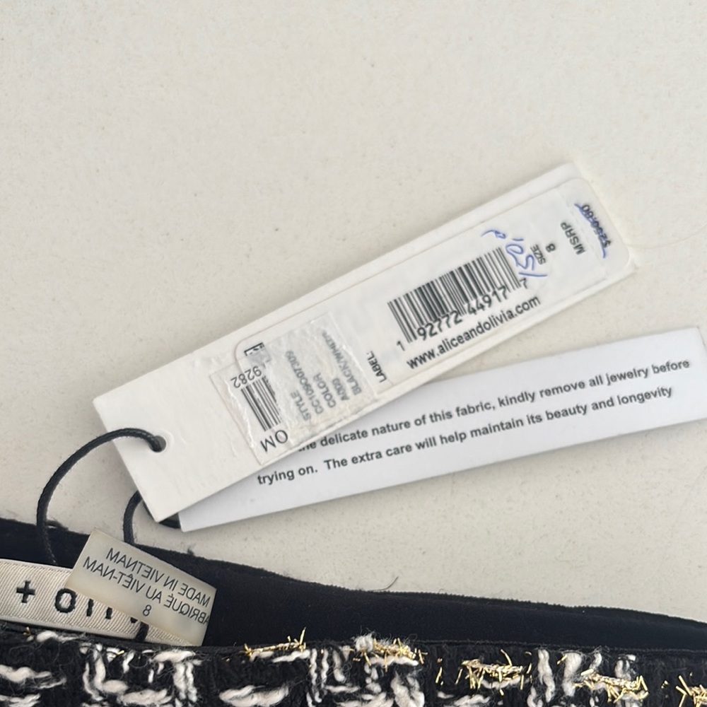 Alice + Olivia Black and White Gold Embellished Mini Skirt NWT 8 - Picture 3 of 4